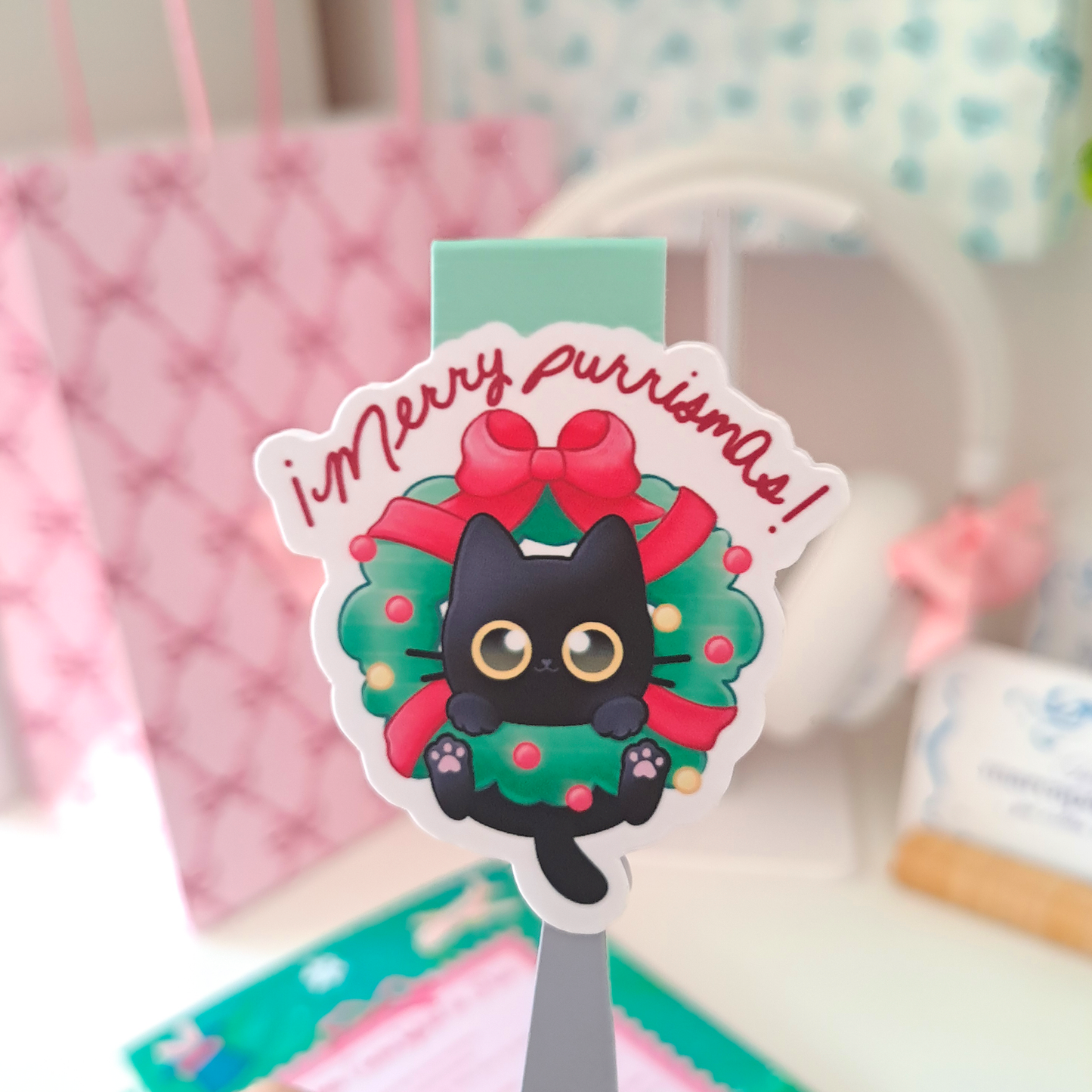 🎀🌲 Marcapáginas magnético ¡Merry purrismas! / ¡Disponible durante diciembre y enero!